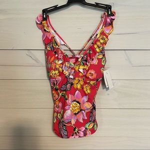 GIBSON LATIMER floral tankini top sz XS